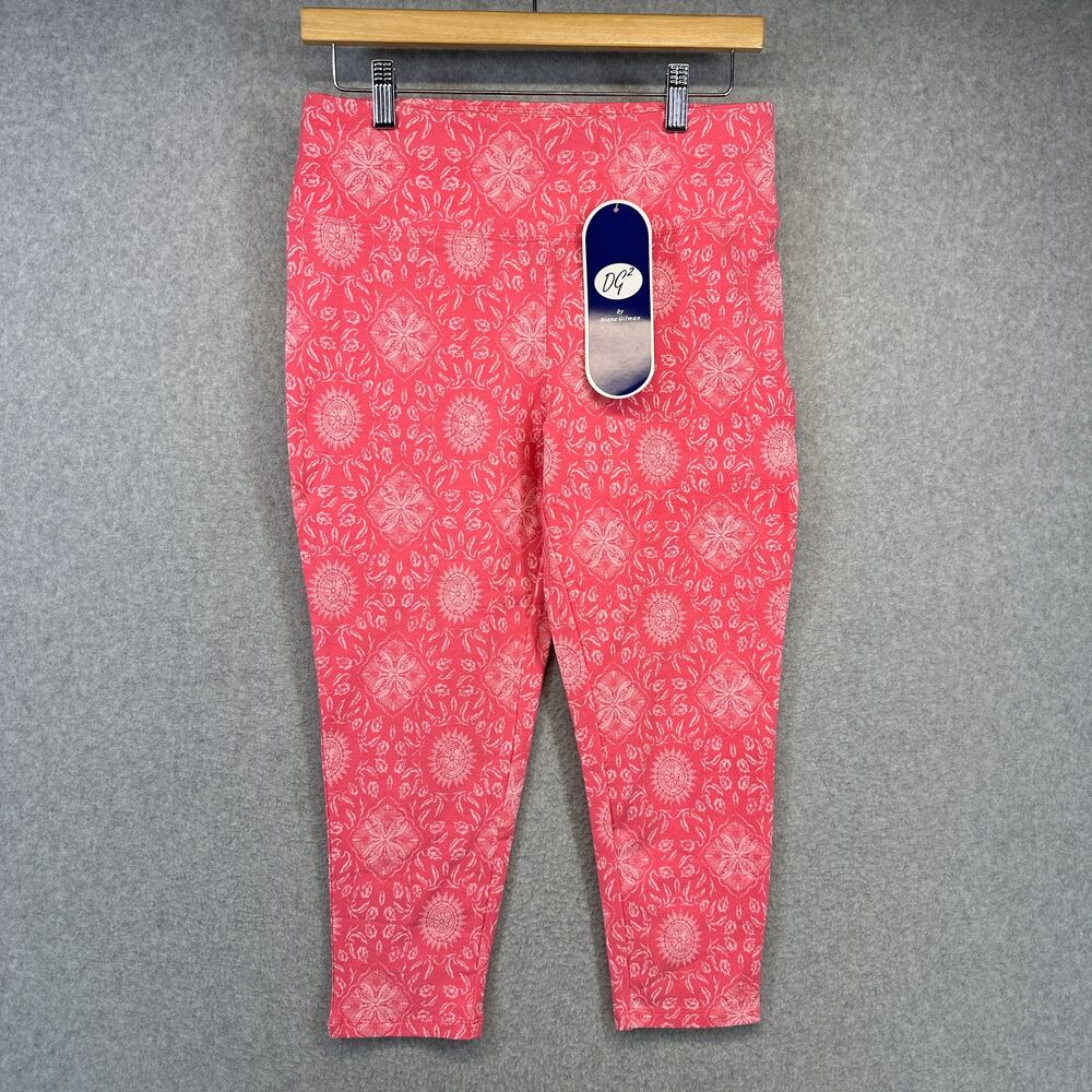 DG2 By Diane Gilman Leggings Womens Small Pink Floral Medallion Print Pull On
